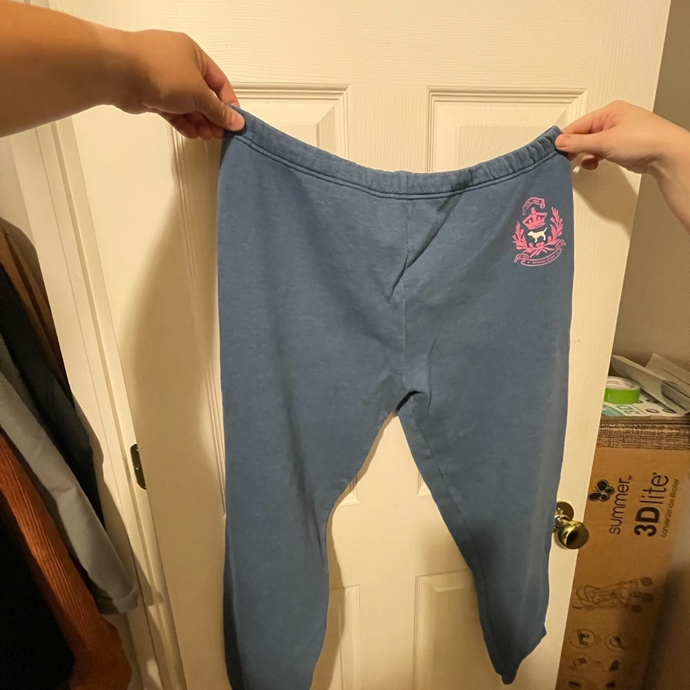 PINK Victoria's Secret Blue Sweatpants with Pink Accents 2005/2006 Era